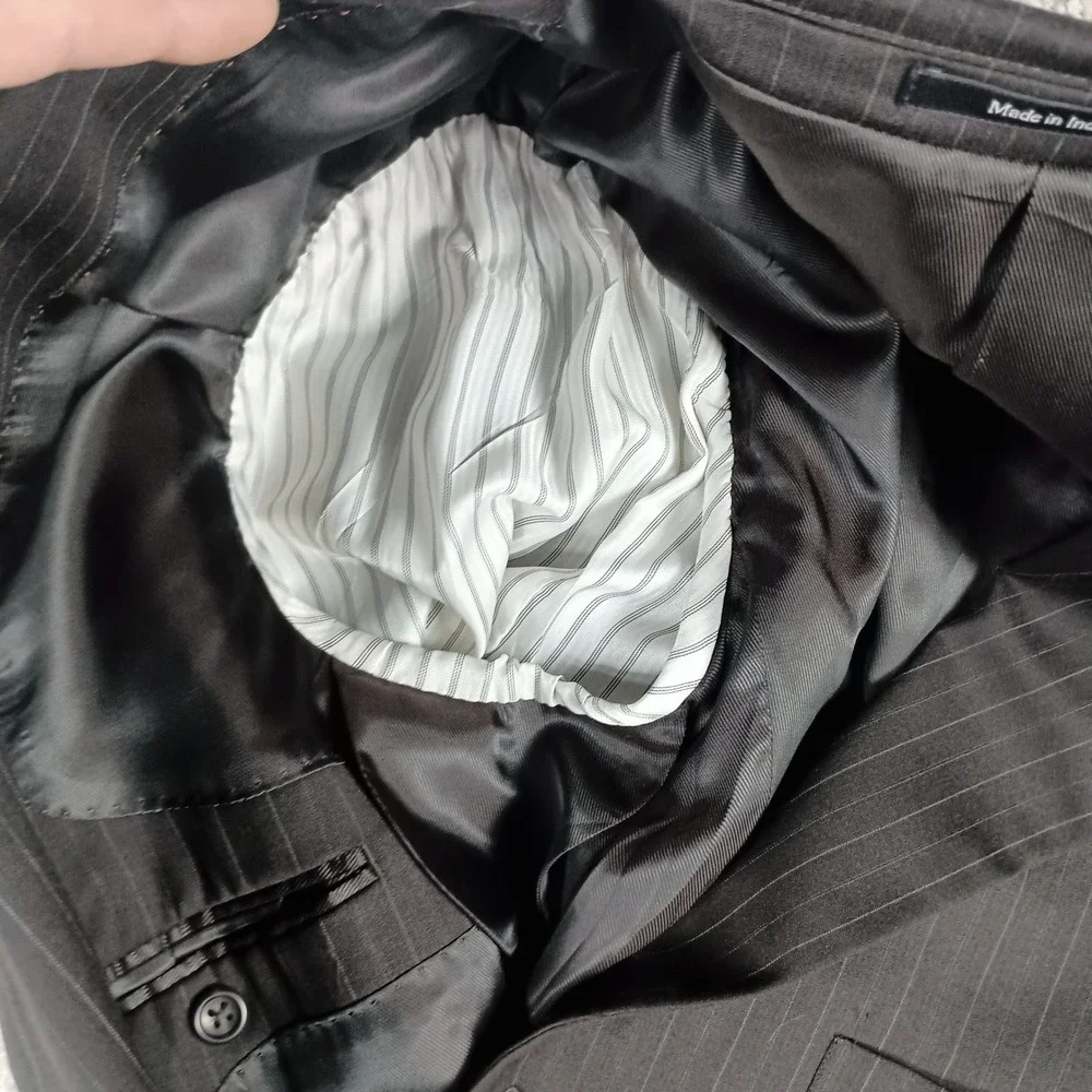 Pronto Uomo Blazer 42 Short Mens Charcoal Grey Pinstripe 100% Woo